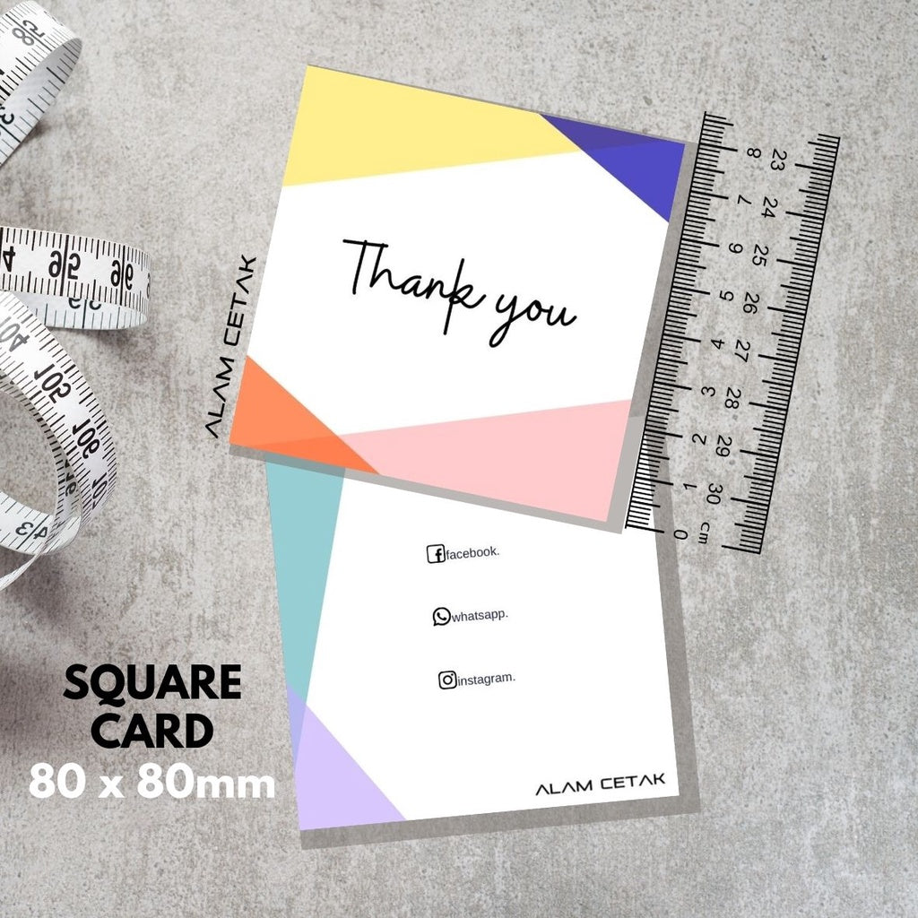 100-1000pcs D120 Square Thank you Card for Business owner