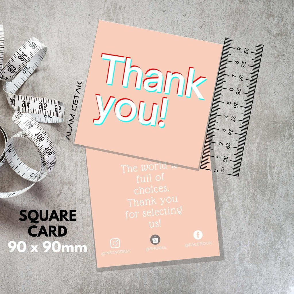 100-1000pcs SU2 Square Thank you Card for Business owner