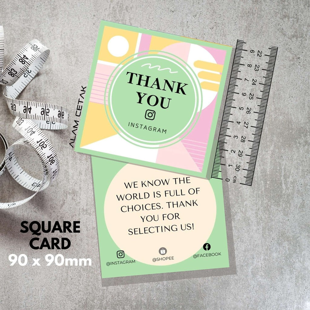 100-1000pcs D9 Square Thank you Card for Business owner