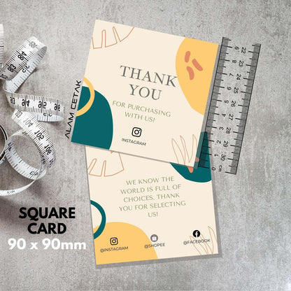 100-1000pcs D5 Square Thank you Card for Business owner