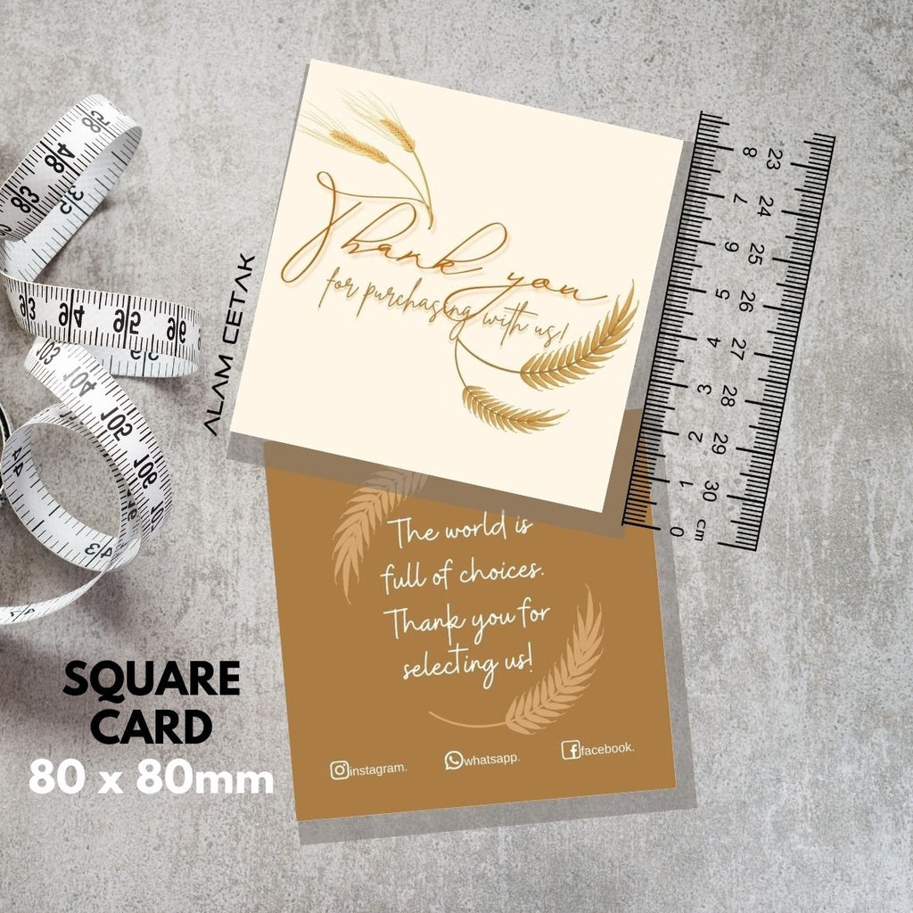 100-1000pcs D118 Square Thank you Card for Business owner