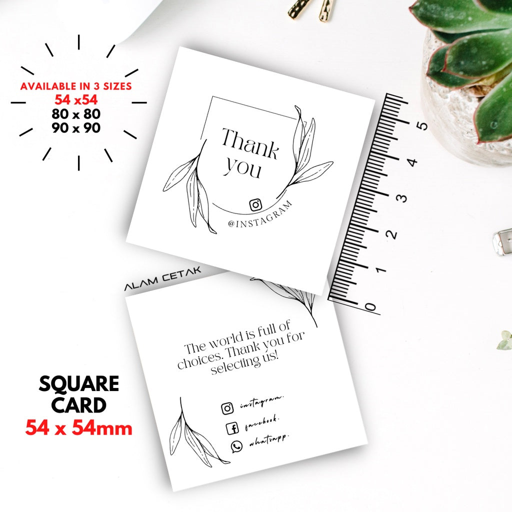 100 - 1000 pcs D153 Square Thank you Card for Business owner