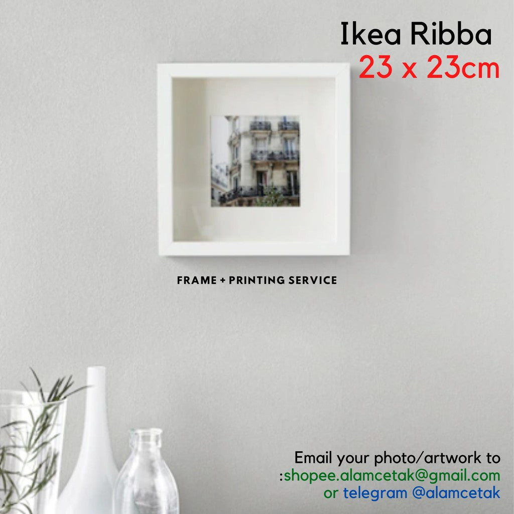 [Including Photo Print Option] 23 x 23cm Ikea Square Frame Ribba