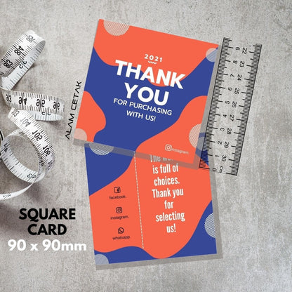 100 - 1000 pcs D132 Square Thank you Card for Business owner