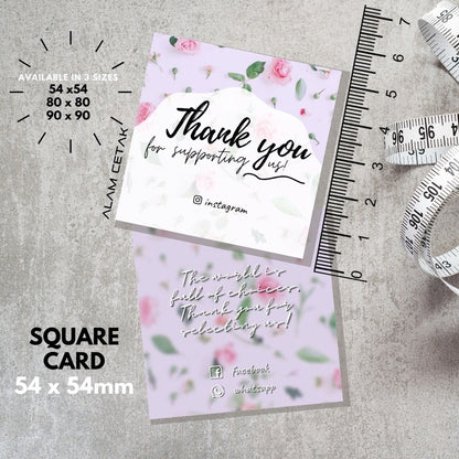 100-1000pcs D115 Square Thank you Card for Business owner