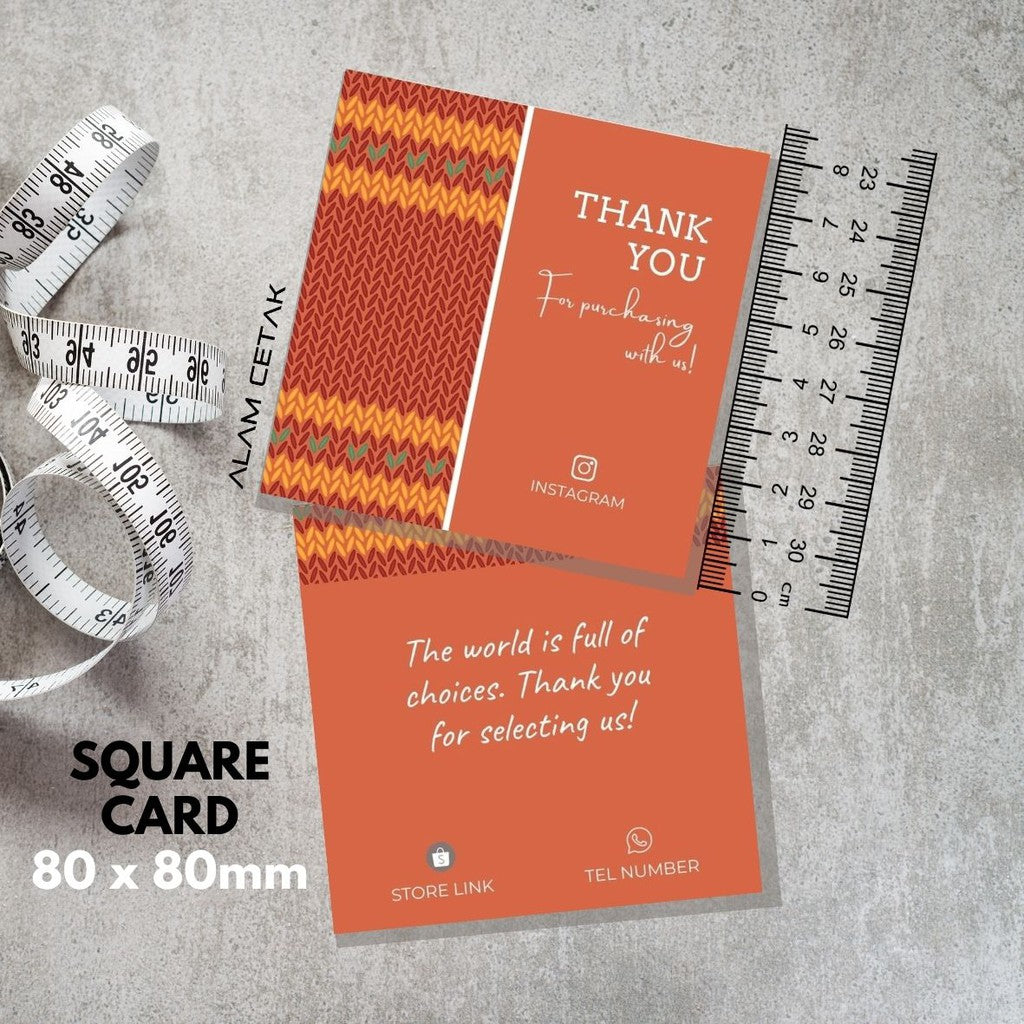 100-1000pcs D63 Square Thank you Card for Business owner