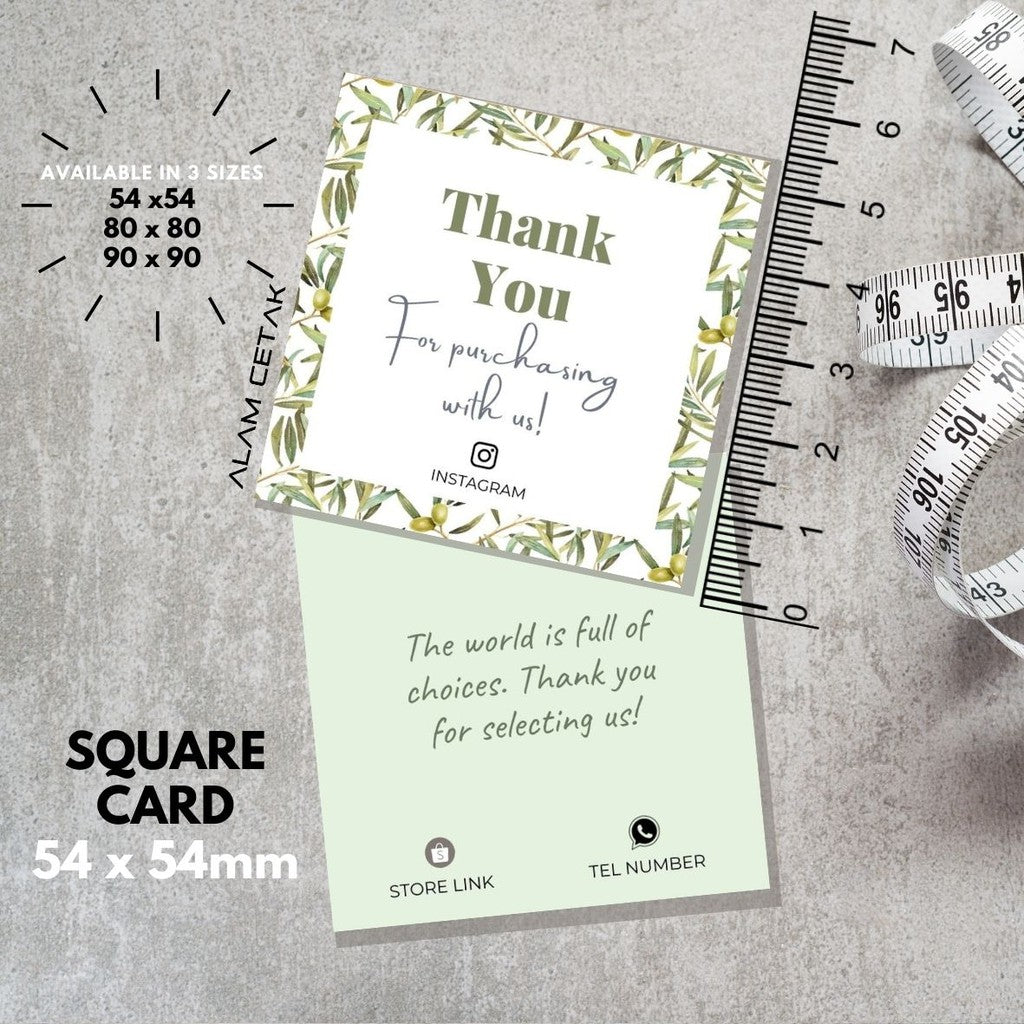 100 pcs Square Thank you Card for Business owner