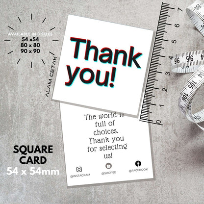 100-1000pcs SU5 Square Thank you Card for Business owner