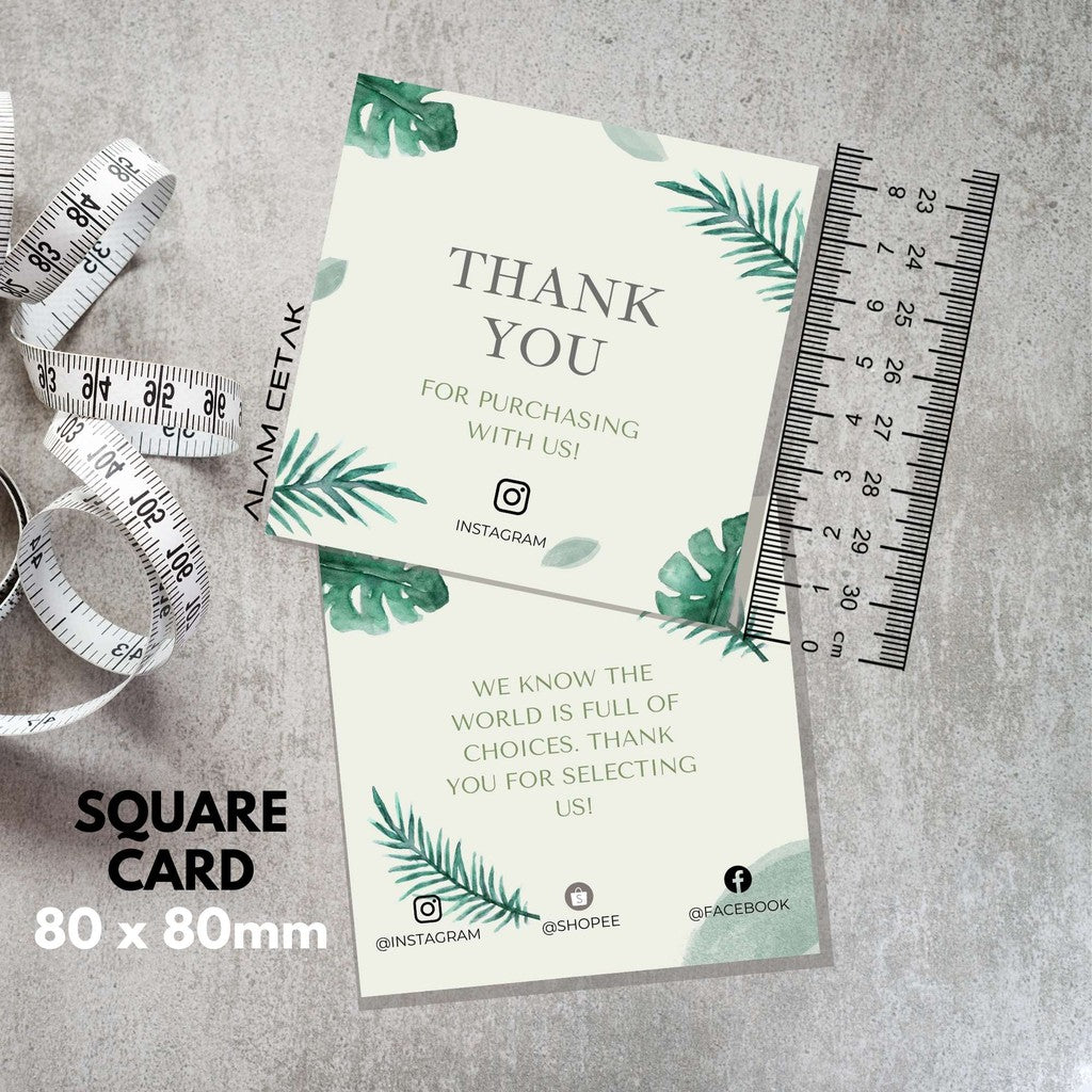 100-1000pcs D3 Square Thank you Card for Business owner