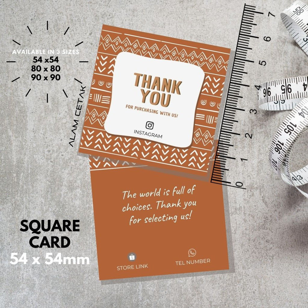 100-1000pcs D54 Square Thank you Card for Business owner