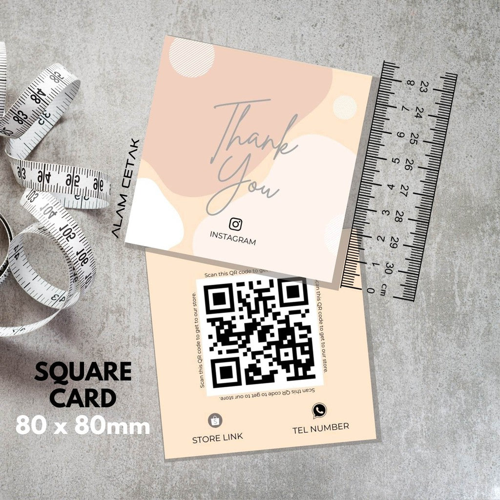 100-1000pcs D28 Square Thank you Card for Business owner