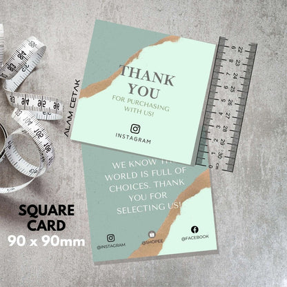 100-1000pcs D7 Square Thank you Card for Business owner