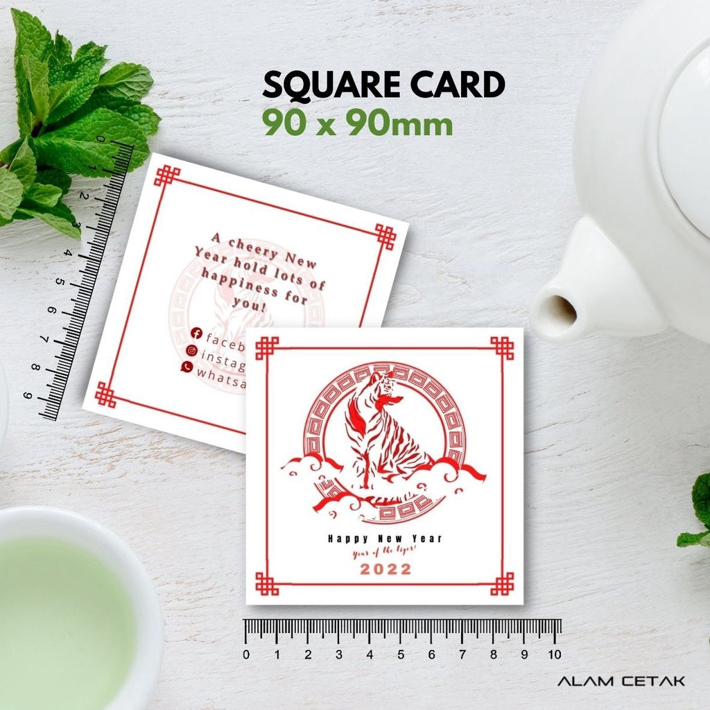 100-1000 pcs CNY23 Square Thank you Card for Business owner Chinese New Year Edition