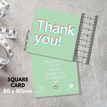 100-1000pcs SU3 Square Thank you Card for Business owner