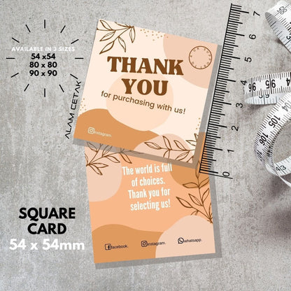 100 - 1000 pcs D131 Square Thank you Card for Business owner