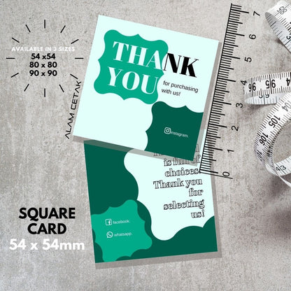 100-1000pcs D128 Square Thank you Card for Business owner