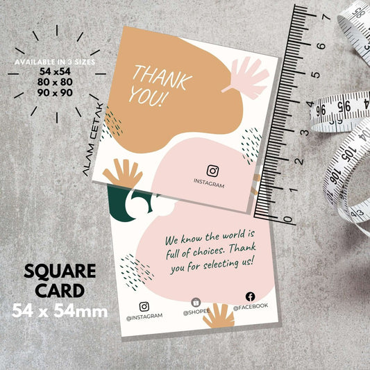 100 - 1000 pcs D2 Square Thank you Card for Business owner