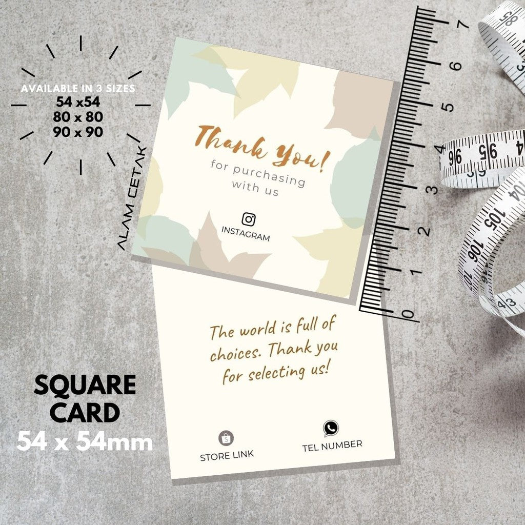 100-1000pcs D38 Square Thank you Card for Business owner