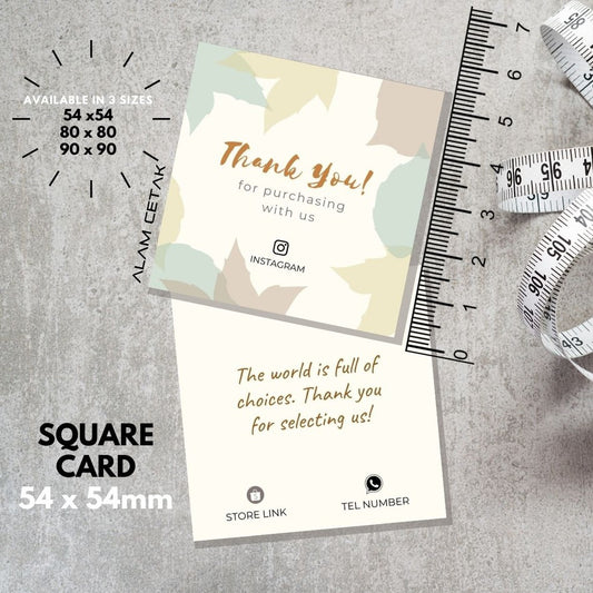 100-1000pcs D38 Square Thank you Card for Business owner