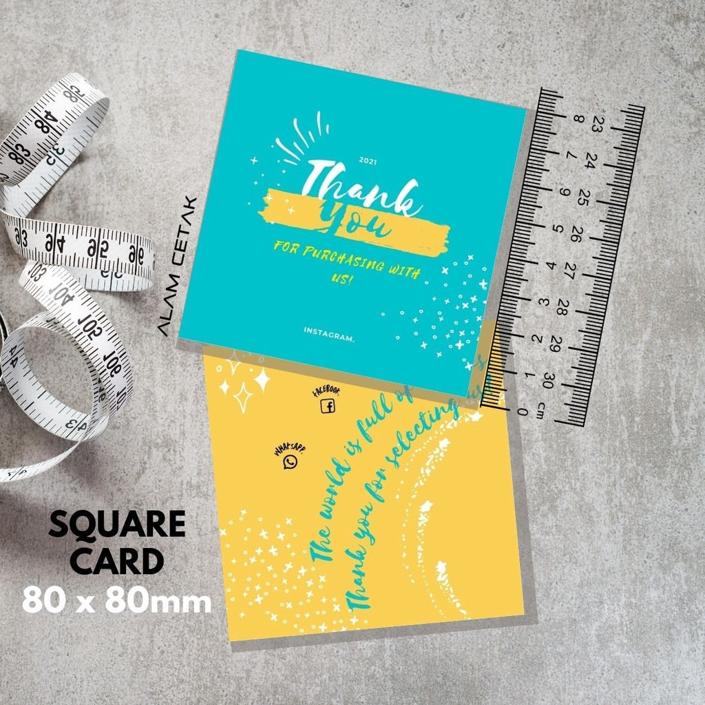 100 - 1000 pcs D135 Square Thank you Card for Business owner