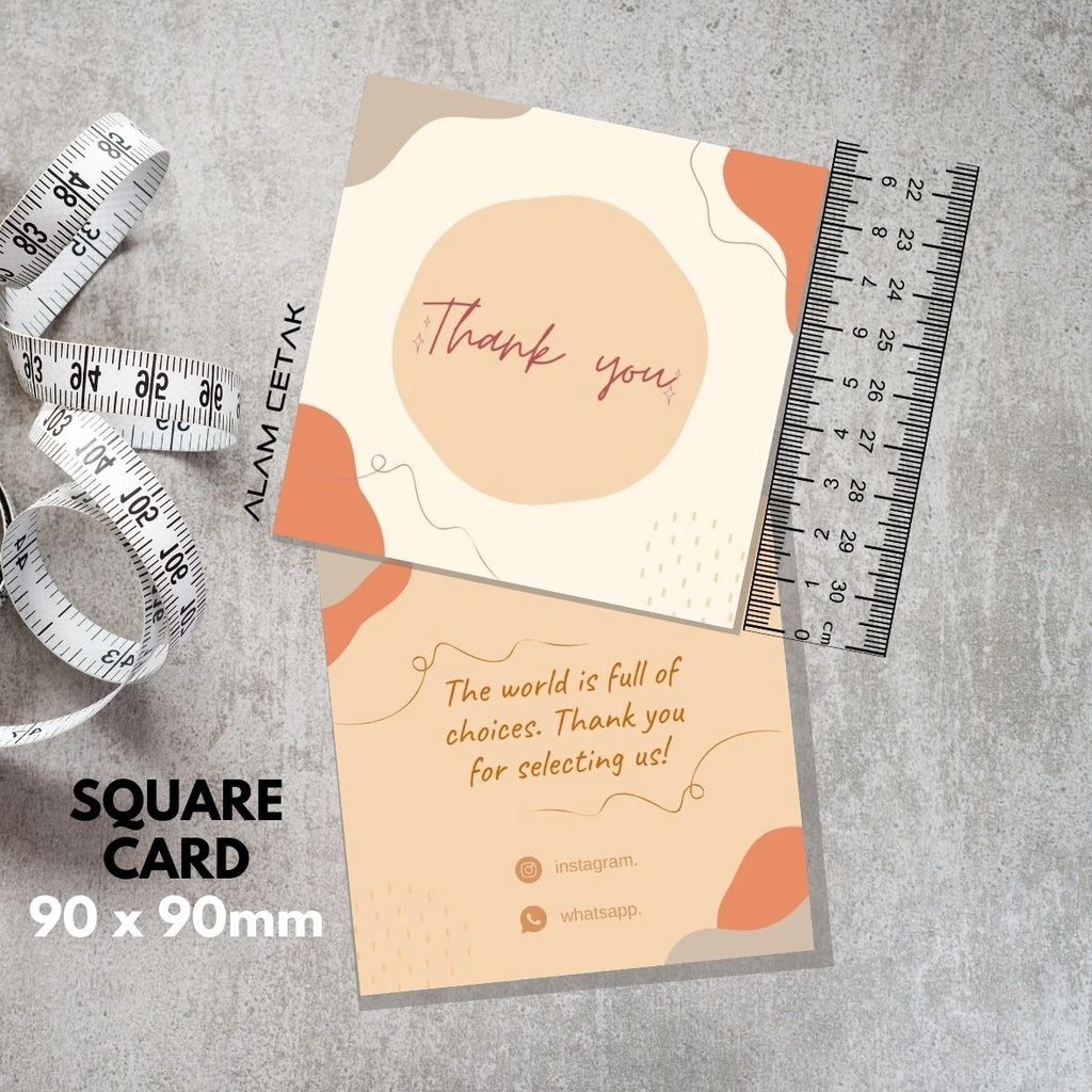 100-1000pcs D109 Square Thank you Card for Business owner