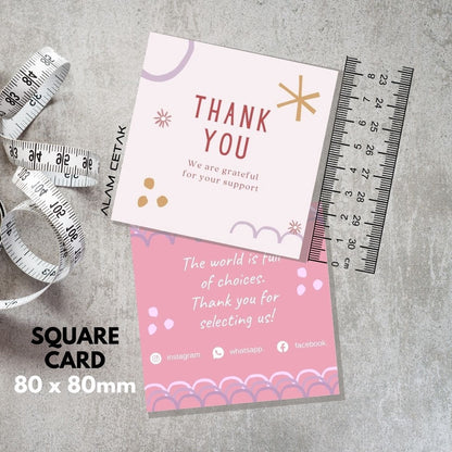 100-1000pcs D107 Square Thank you Card for Business owner