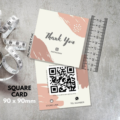 100-1000pcs D30 Square Thank you Card for Business owner