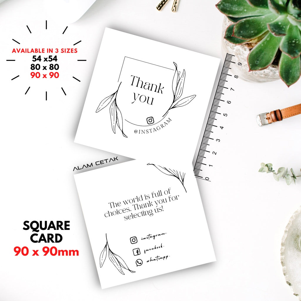 100 - 1000 pcs D153 Square Thank you Card for Business owner