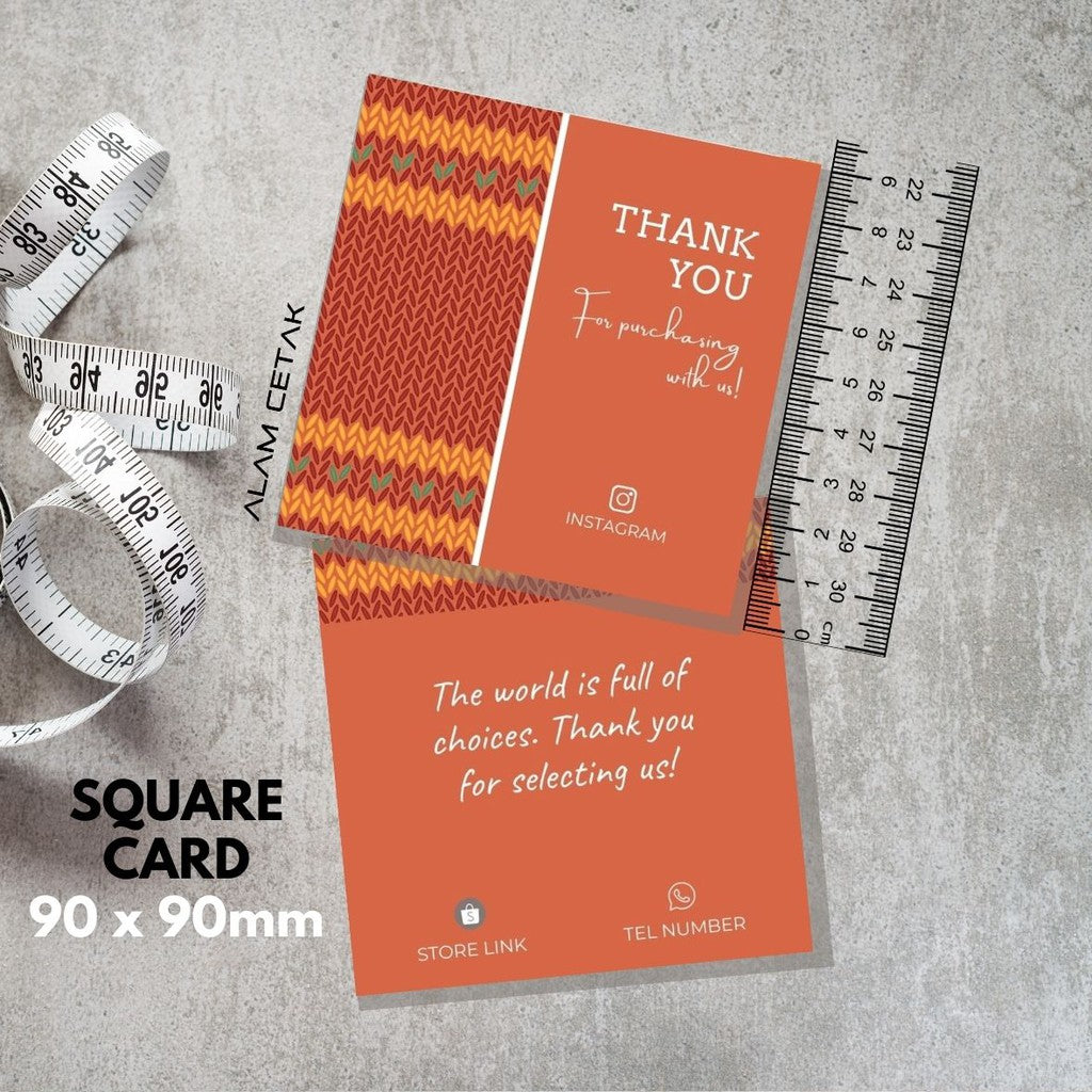 100-1000pcs D63 Square Thank you Card for Business owner