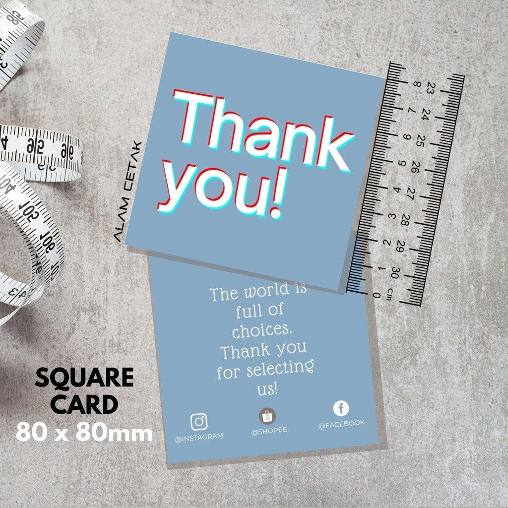 100-1000pcs SU4 Square Thank you Card for Business owner