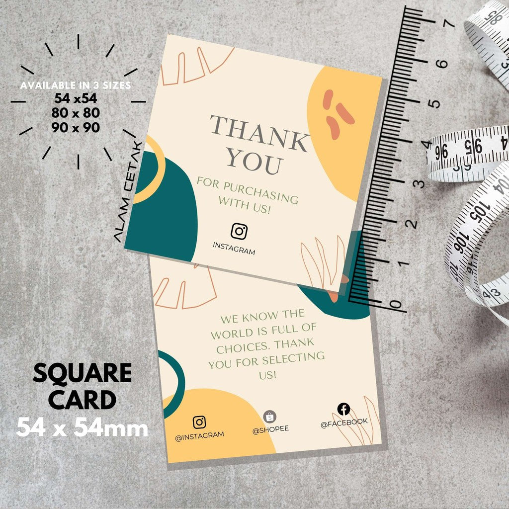 100-1000pcs D5 Square Thank you Card for Business owner