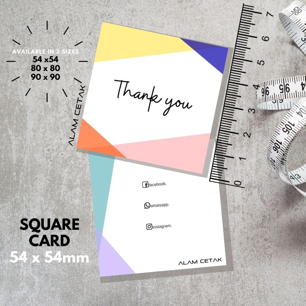 100-1000pcs D120 Square Thank you Card for Business owner