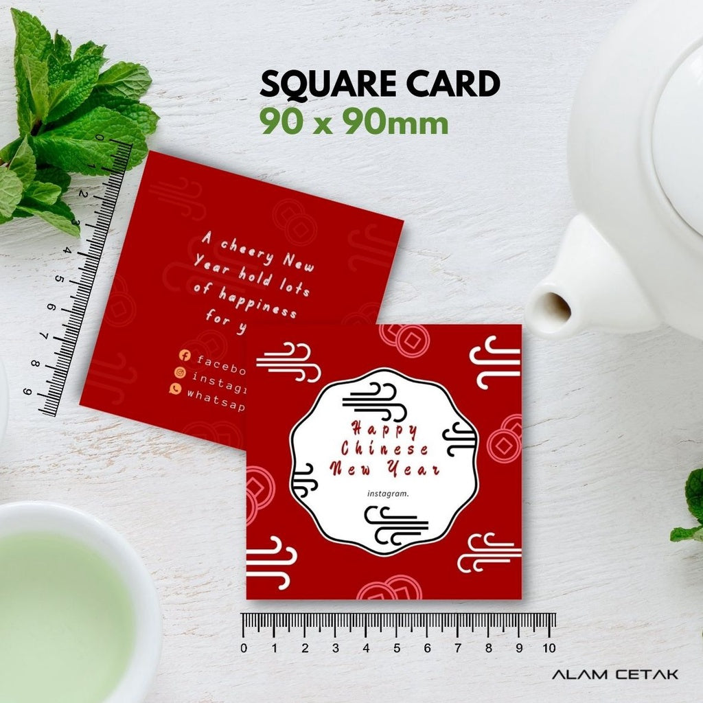 100-1000 pcs CNY26 Square Thank you Card for Business owner Chinese New Year Edition