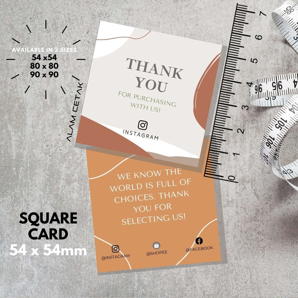 100-1000pcs D12 Square Thank you Card for Business owner