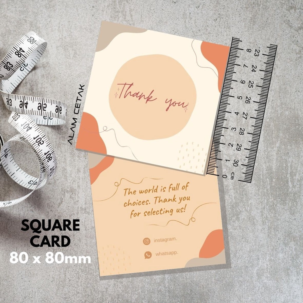 100-1000pcs D109 Square Thank you Card for Business owner