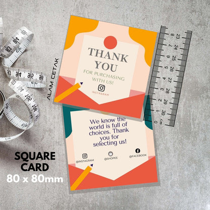 100-1000pcs D6 Square Thank you Card for Business owner