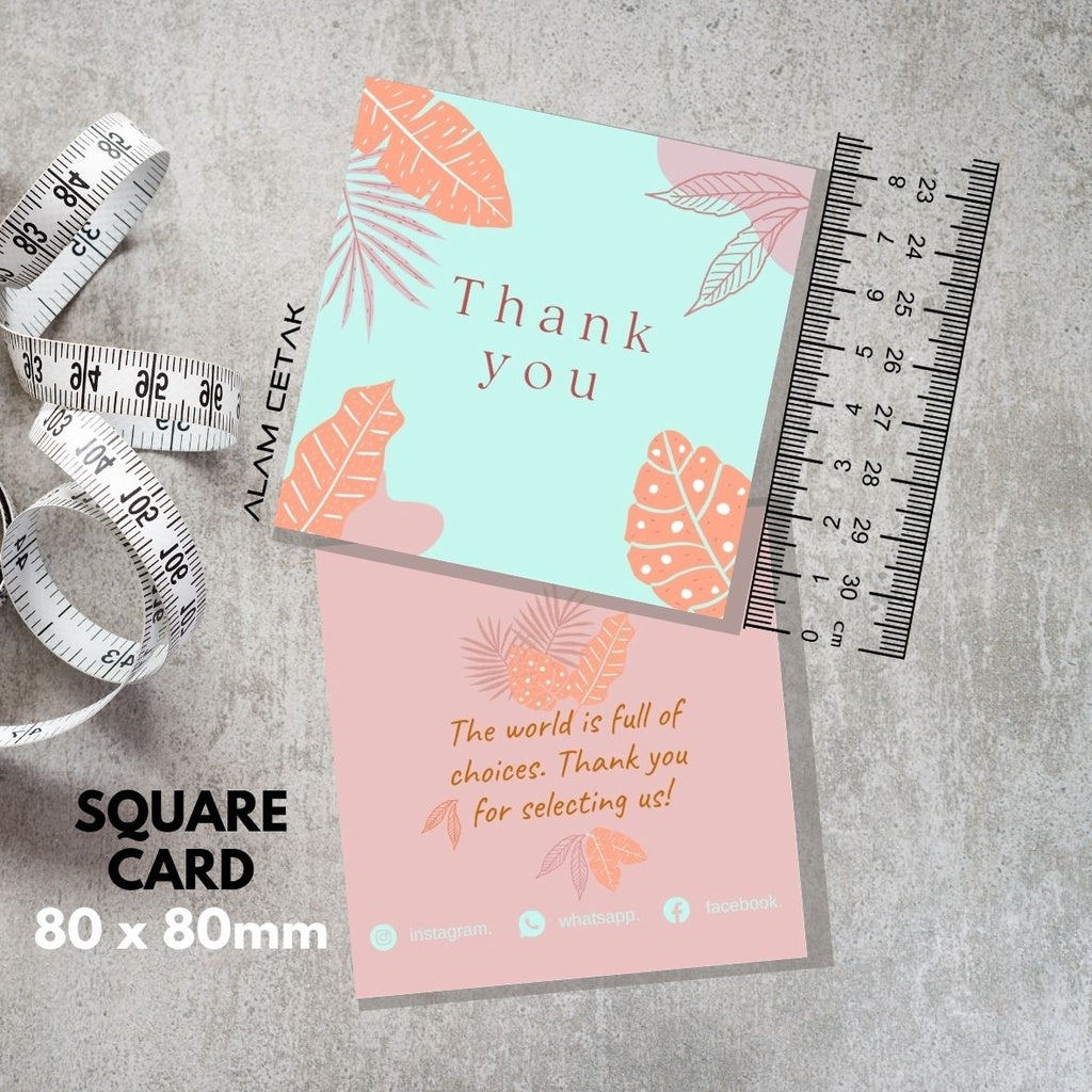 100-1000pcs D110 Square Thank you Card for Business owner