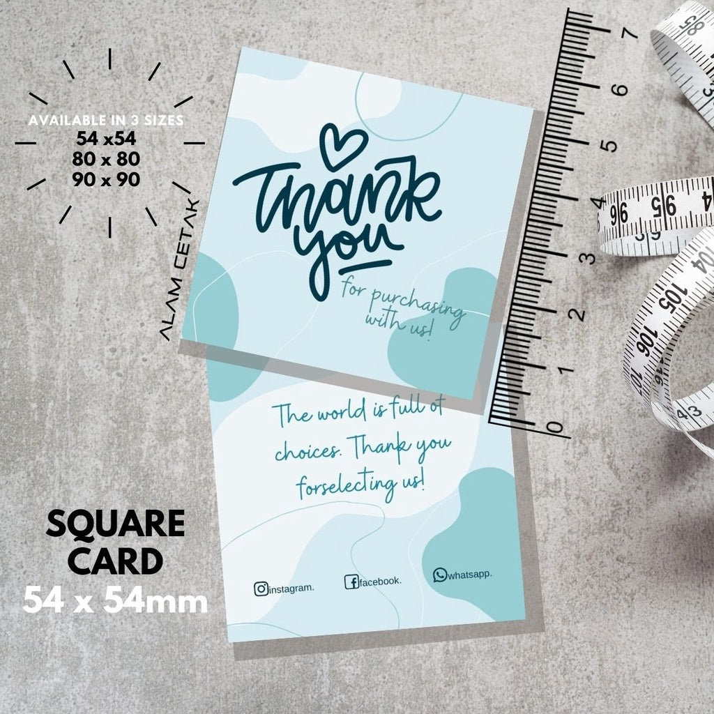 100-1000pcs D119 Square Thank you Card for Business owner