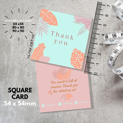 100-1000pcs D110 Square Thank you Card for Business owner