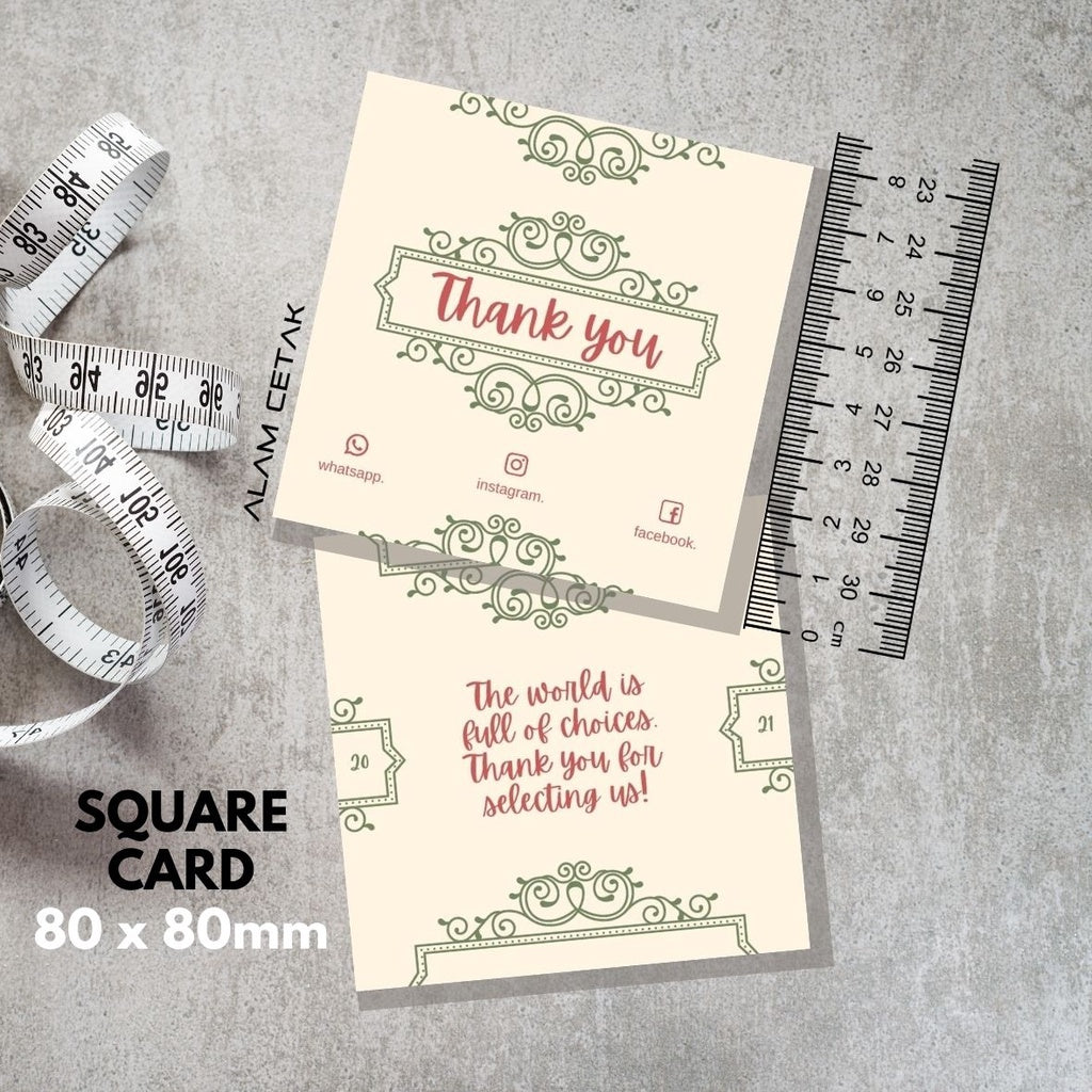 100 - 1000 pcs D139 Square Thank you Card for Business owner