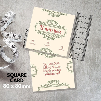 100 - 1000 pcs D139 Square Thank you Card for Business owner