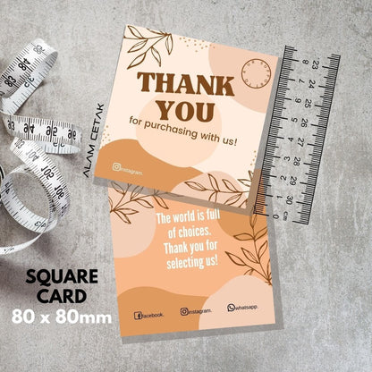 100 - 1000 pcs D131 Square Thank you Card for Business owner