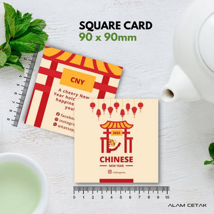 100-1000 pcs CNY12 Square Thank you Card for Business owner Chinese New Year Edition