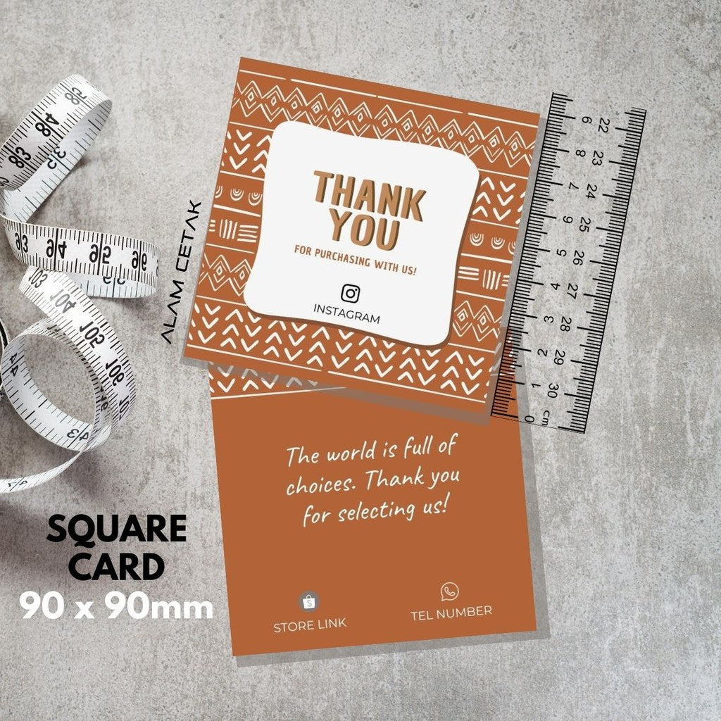 100-1000pcs D54 Square Thank you Card for Business owner