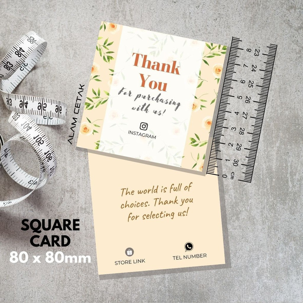 100-1000pcs D101 Square Thank you Card for Business owner