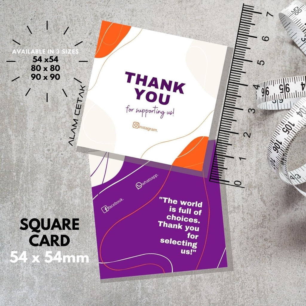 100-1000pcs D121 Square Thank you Card for Business owner