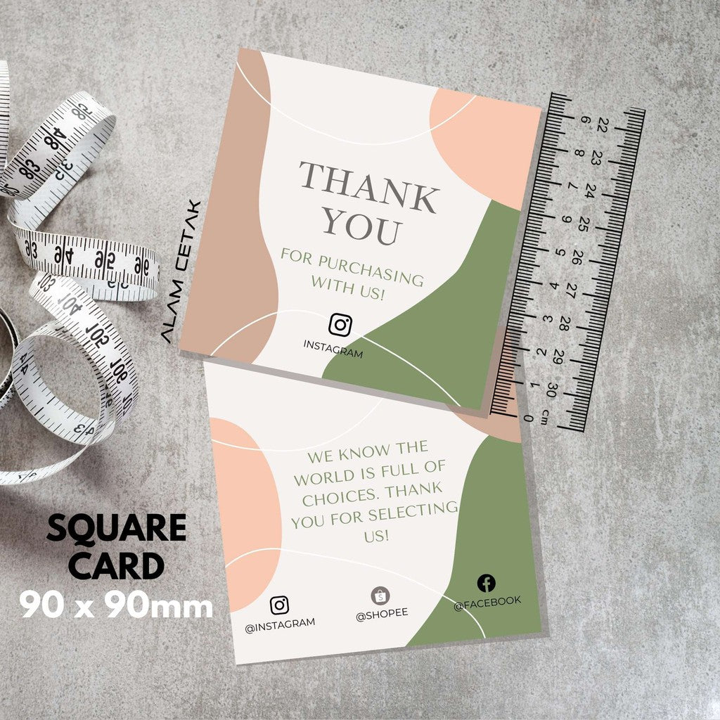 100-1000pcs D1 Square Thank you Card for Business owner