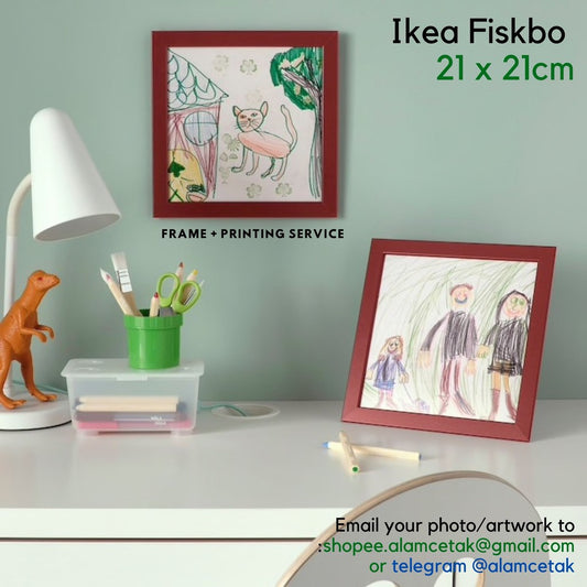 [Including Custom Photo Print Option] New Dark Red 21 x 21cm Ikea square Frame Fiskbo