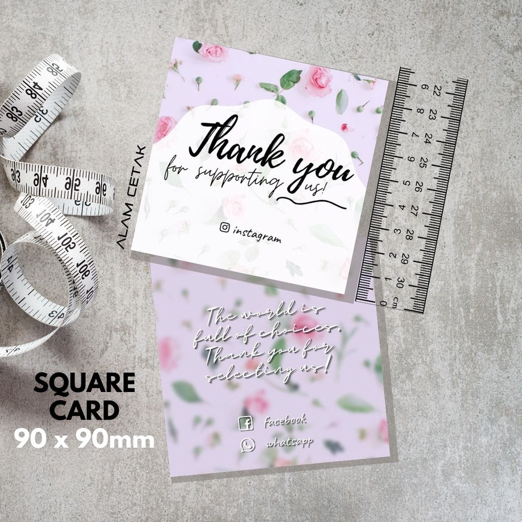 100-1000pcs D115 Square Thank you Card for Business owner