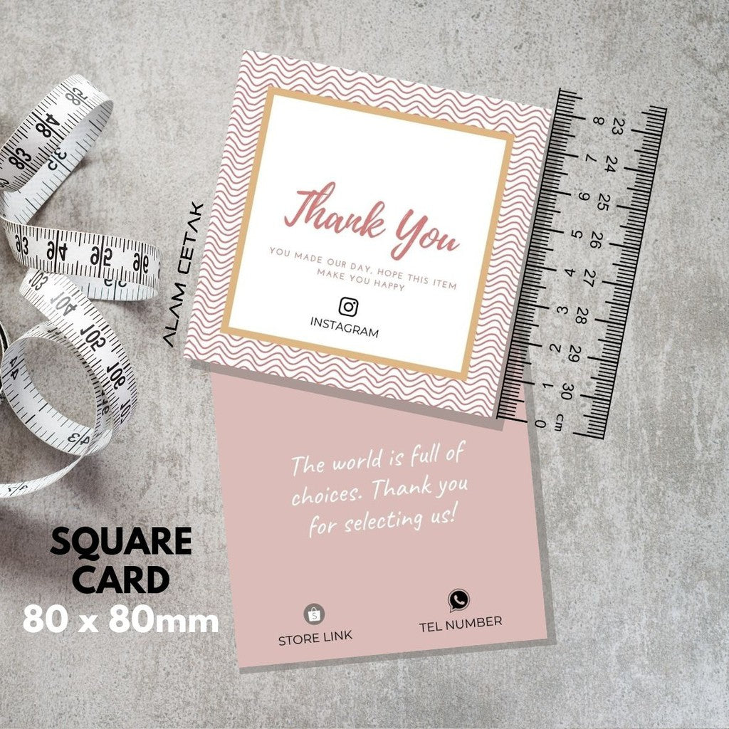 100-1000pcs D33 Square Thank you Card for Business owner